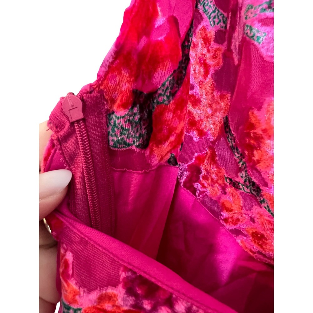 Boohoo Devore Cowl Neck Maxi Dress Hot Pink Floral Velvet GZZ11475 US 8 NEW, Y2K - Picture 10 of 16